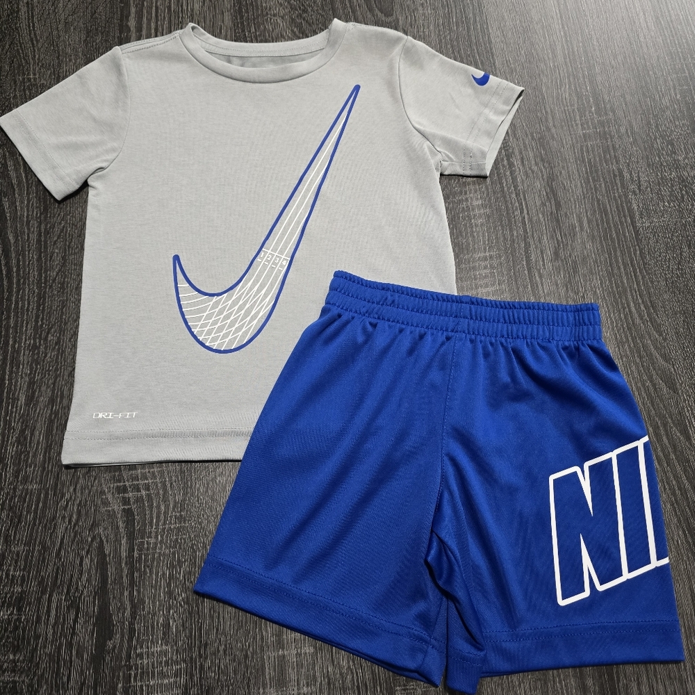 Nike Toddler 4T Gray and Blue Shirt & Shorts' Set
